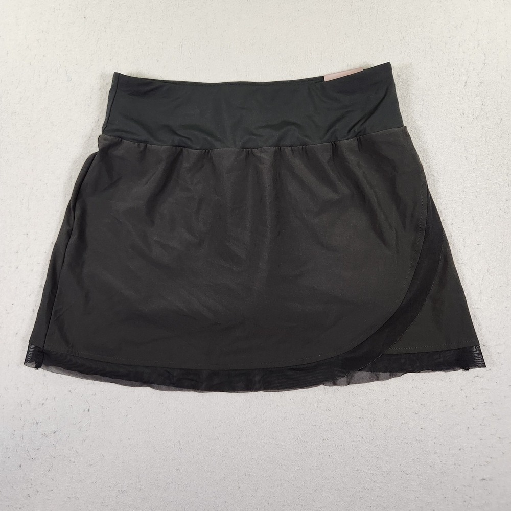 Calia Women's Pure Black Mesh Pieced High Rise Performance Skort Size S NWT